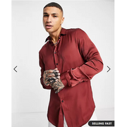 ASOS DESIGN Men's Regular Camp Satin Shirt