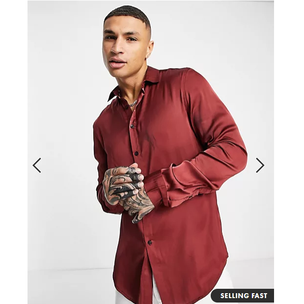 ASOS DESIGN Men's Regular Camp Satin Shirt