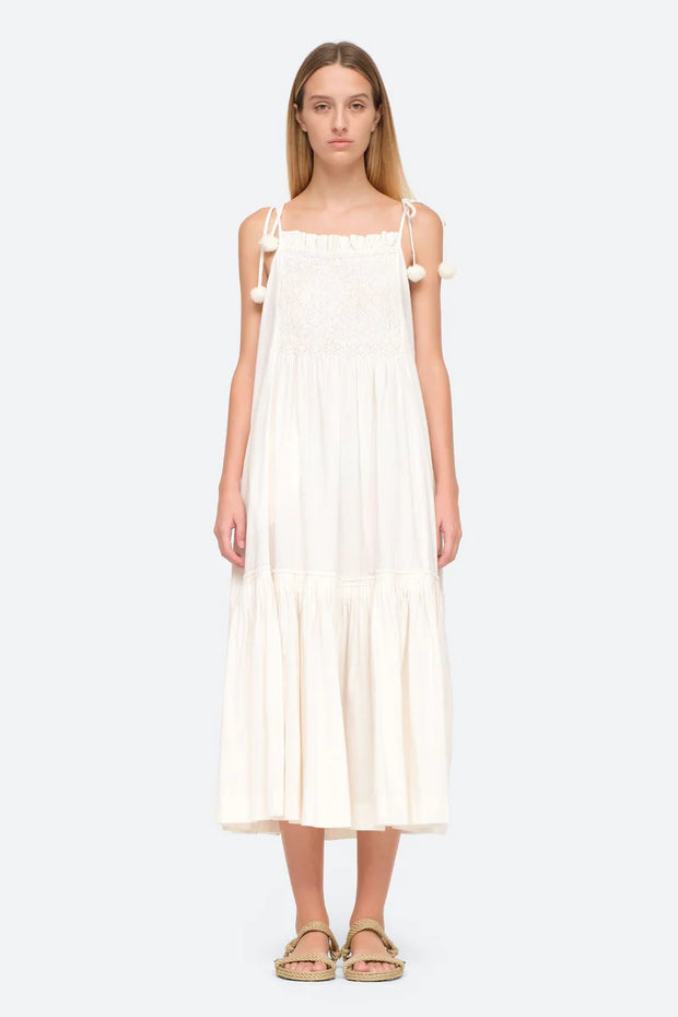 Sea New York Willa Smocked Maxi Long Dress S