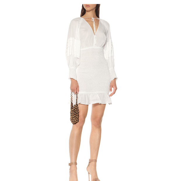 Rhode Resort Anya Smocked Solid Mini Dress XS