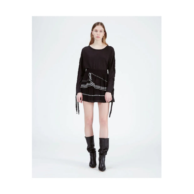 IRO Oviane Layered Embroidered Gauze Mini Skirt