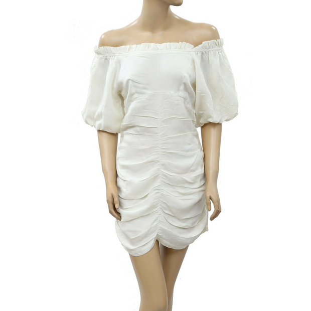 Urban Outfitters Ruched Off Shoulder Mini Dress XS