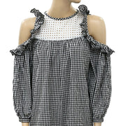 Free People Check Printed Eyelet Mini Dress XS