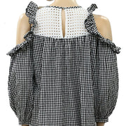 Free People Check Printed Eyelet Mini Dress XS