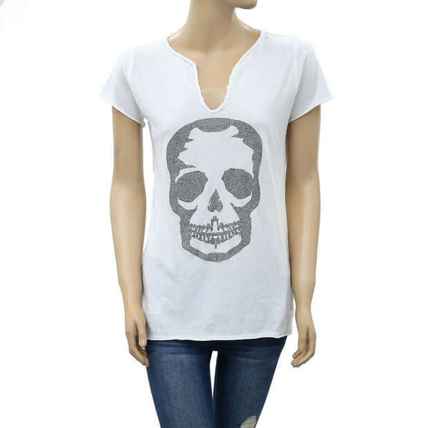 Zadig & Voltaire Tunisien MC Skull Strass T-Shirt Tunic Top