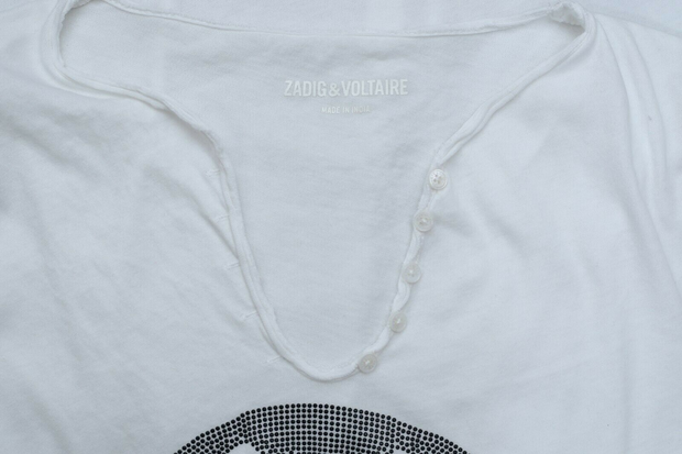 Zadig & Voltaire Tunisien MC Skull Strass T-Shirt Tunic Top