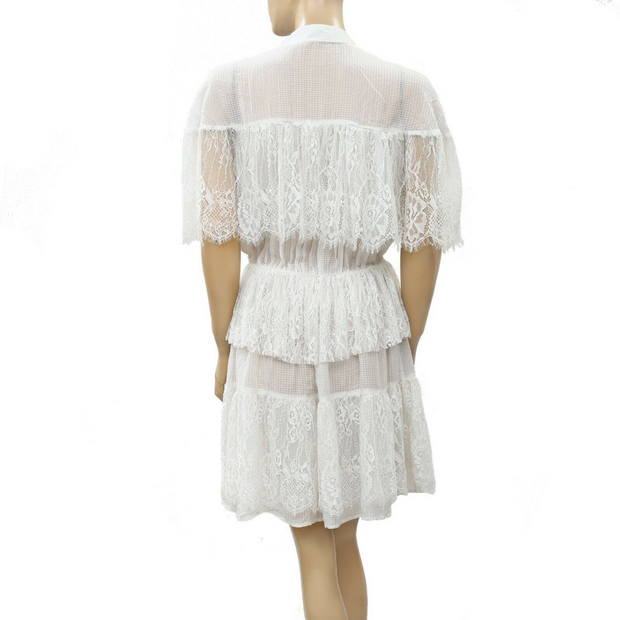 Love & Lemons Elegant Lace Ruffle Mini Dress S