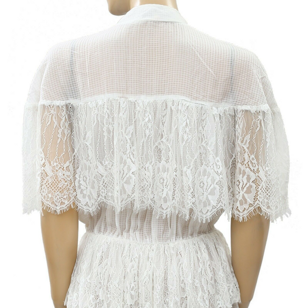 Love & Lemons Elegant Lace Ruffle Mini Dress S