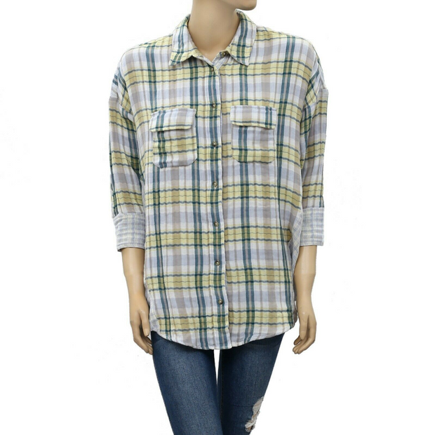 Free People One of the Guys Button-Down Oversized Shirt Top