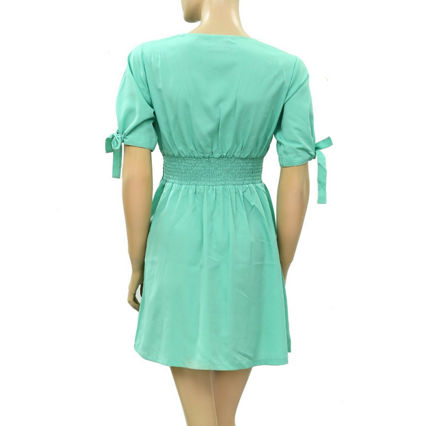 Valencia & Vrine Smocked Tunic Mini Dress XS