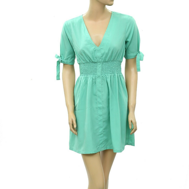 Valencia & Vrine Smocked Tunic Mini Dress XS