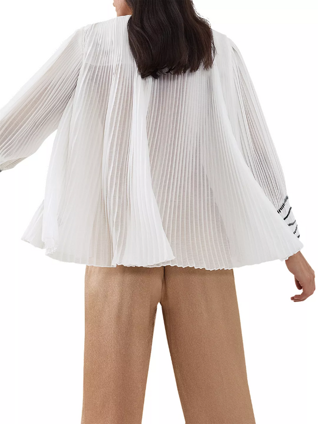 Reiss Off White Deniz-Sequin Pleated Blouse Top M-8