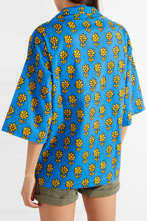 Rhode Resort Carl Printed Cotton-Voile Blouse Shirt Top XS