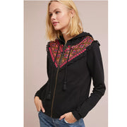 Akemi + Kin Anthropologie Embroidered Terry Hoodie Top S