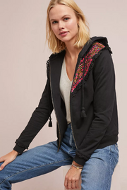 Akemi + Kin Anthropologie Embroidered Terry Hoodie Top S