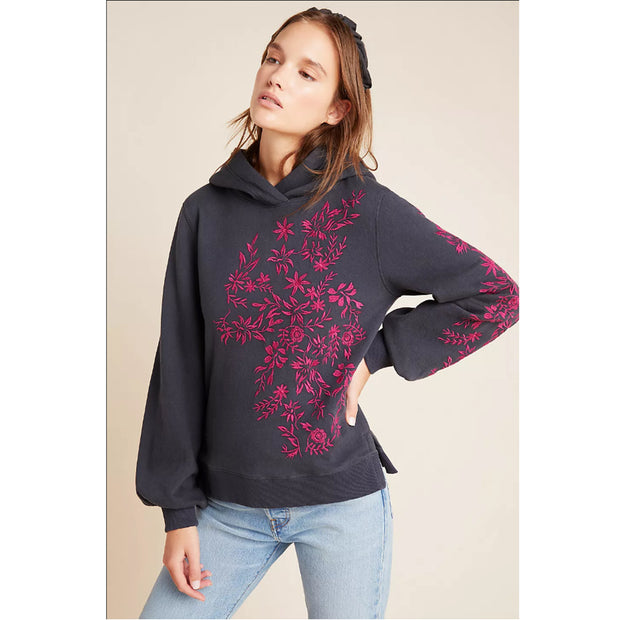 Maeve Anthropologie Waverly Embroidered Hoodie Pullover Top