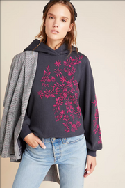 Maeve Anthropologie Waverly Embroidered Hoodie Pullover Top
