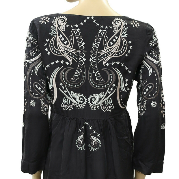 Odd Molly Anthropologie Floral Embroidered Mini Dress S