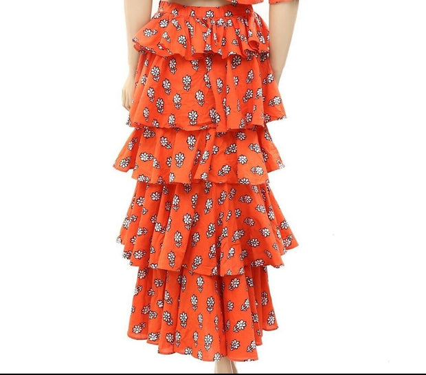 Rhode Resort Romeo Floral Printed Tiered Maxi Skirt