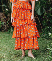 Rhode Resort Romeo Floral Printed Tiered Maxi Skirt