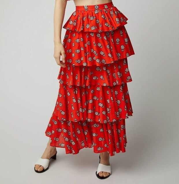 Rhode Resort Romeo Floral Printed Tiered Maxi Skirt