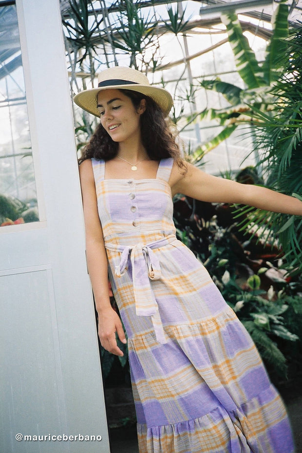 Urban Outfitters Sankaty Linen Ruffle Maxi Dress S