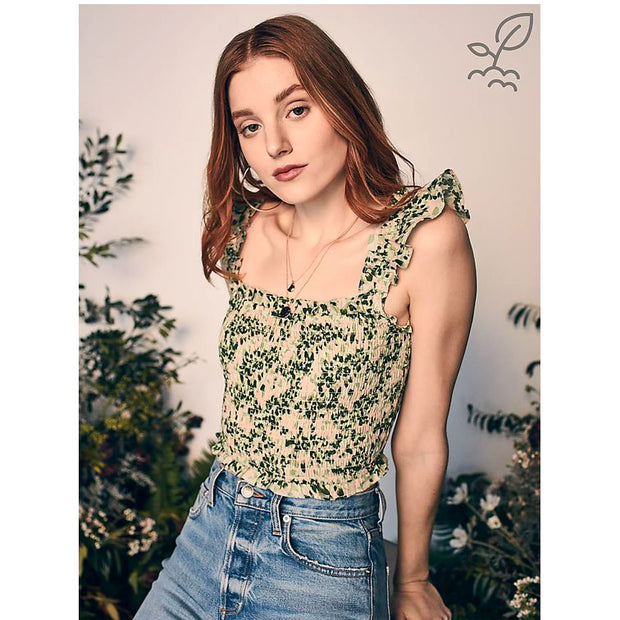 HappyXNature Kate Hudson Ruffle Smocked Crop Top S