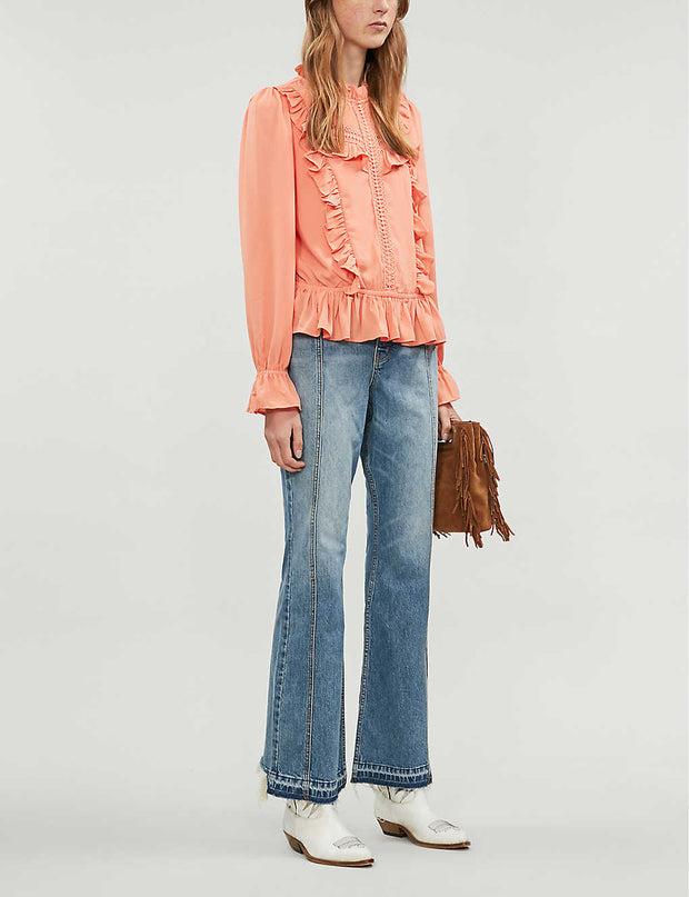 HappyXNature Kate Hudson Lark Floral Embroidery Blouse Top M