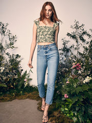 HappyXNature Kate Hudson Ruffle Smocked Crop Top S