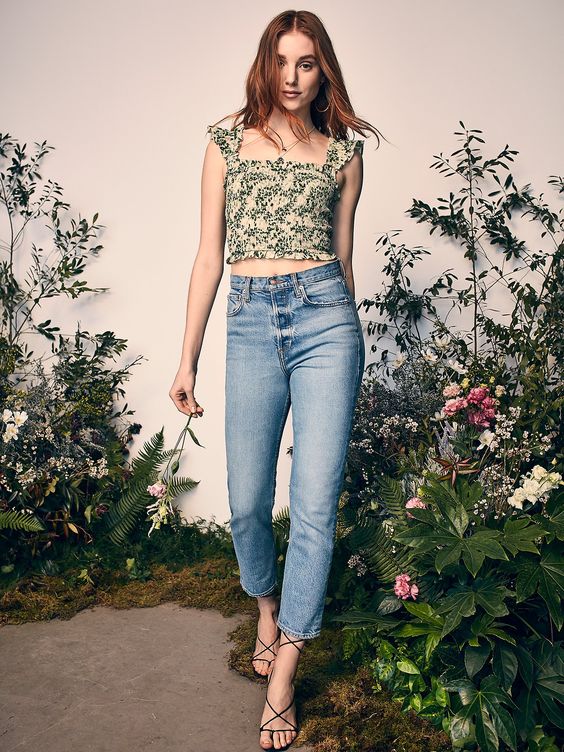 HappyXNature Kate Hudson Ruffle Smocked Crop Top S