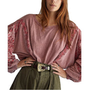Free People Throwback Embroidered Cropped Blouse Top