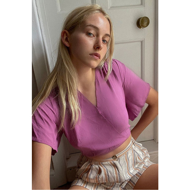 Urban Outfitters Kendra Surplice Cropped Blouse Top