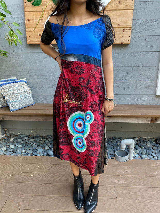 Desigual Retro Printed Midi Dress M US