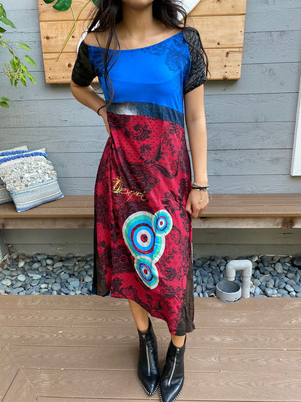 Desigual Retro Printed Midi Dress M US