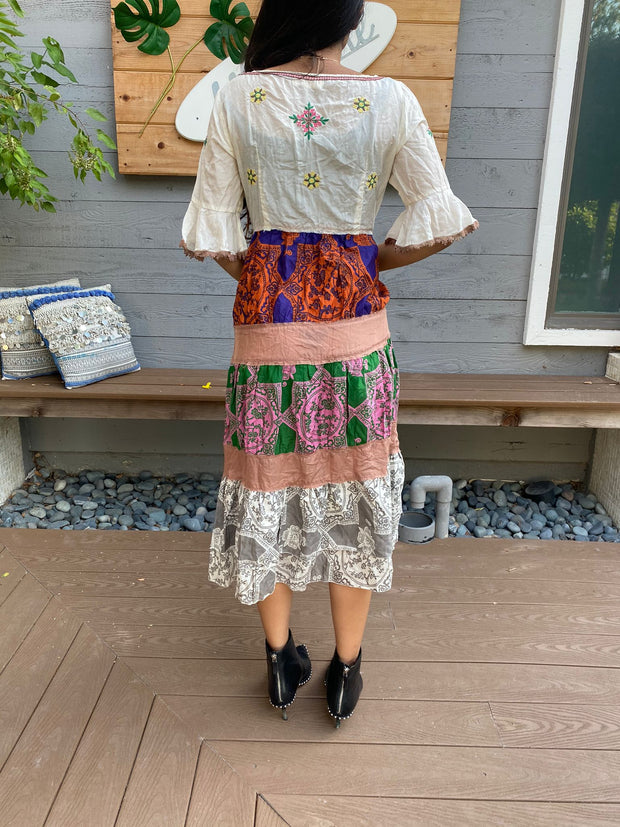 Odd Molly Anthropoligie Embroidered Tiered Midi Dress S 1