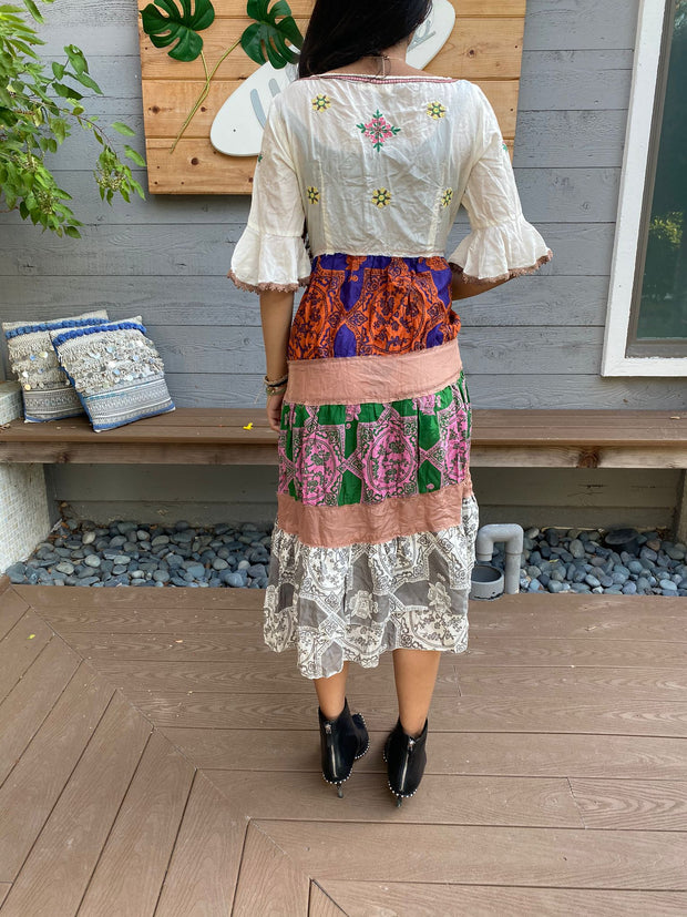 Odd Molly Anthropoligie Embroidered Tiered Midi Dress S 1