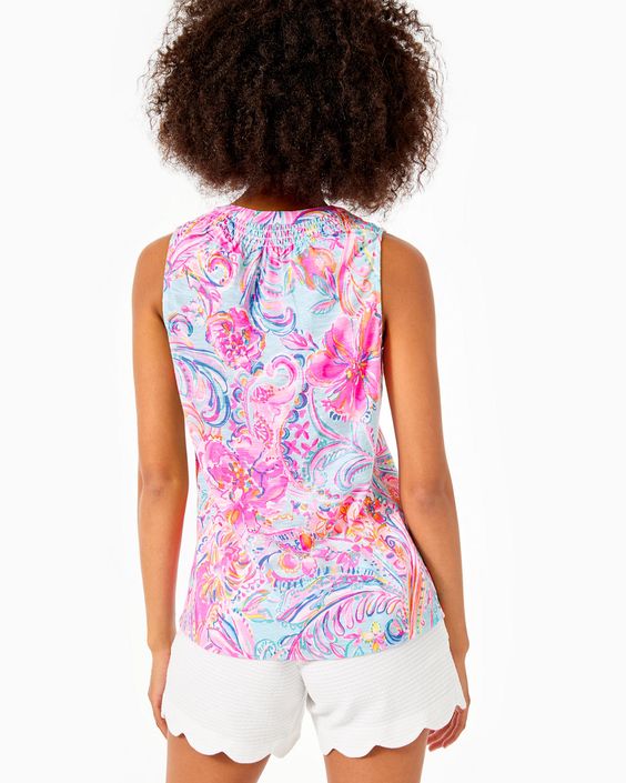 Lilly Pulitzer Essie Smocked Blouse Tank Top