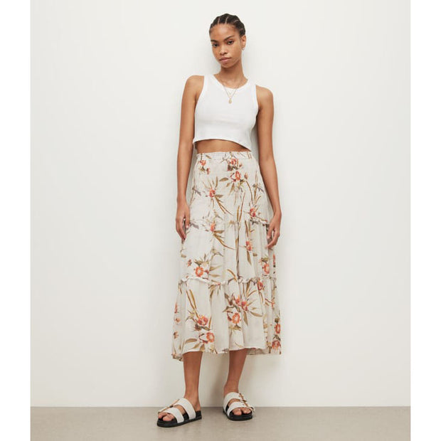 All Saints Ellie Dorado Smocked Tube Midi Convertible Skirt Dress