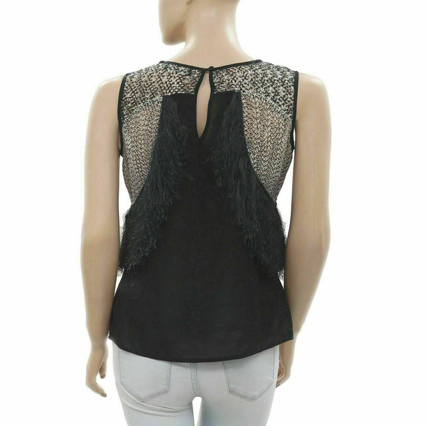 Yoana Baraschi Anthropologie Crochet Fringes Blouse Tank Top S