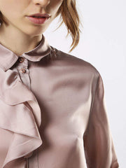 Diesel Solid Ruffle Taupe Shirt Tunic Top