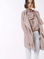 Diesel Solid Ruffle Taupe Shirt Tunic Top