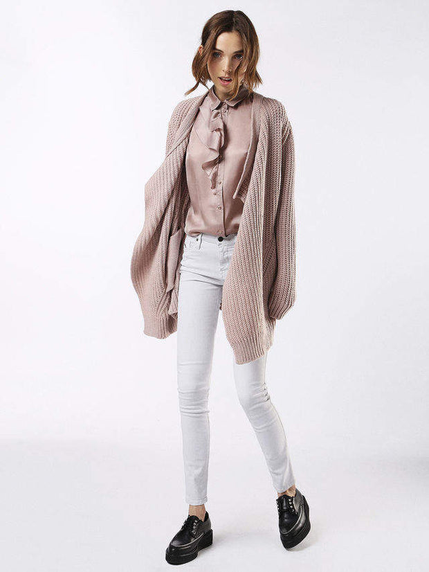 Diesel Solid Ruffle Taupe Shirt Tunic Top