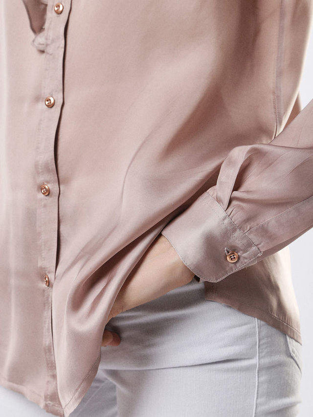 Diesel Solid Ruffle Taupe Shirt Tunic Top