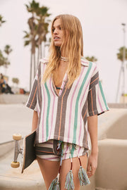 Free People Endless Summer Soleil Time Polo Shirt Top
