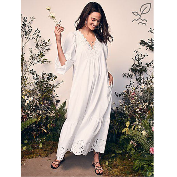 HappyxNature Kate Hudson Eyelet Embroidered Maxi Dress