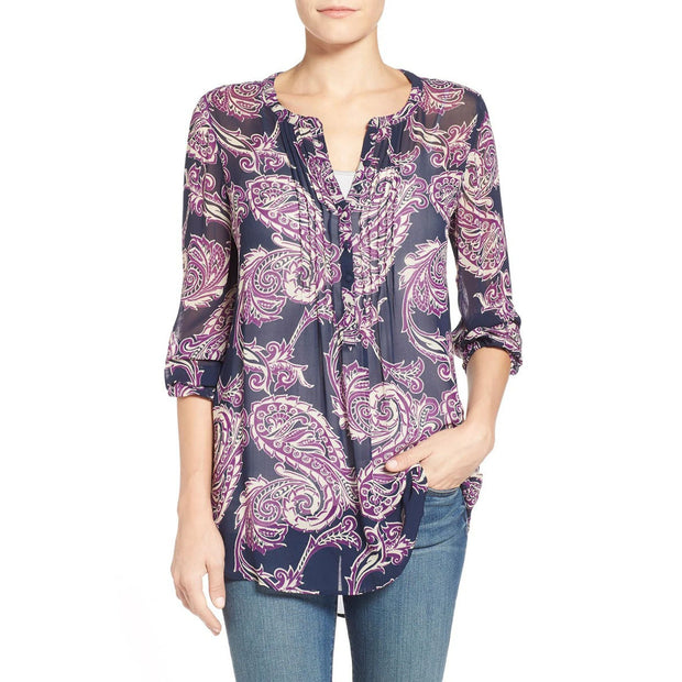 Lucky Brand Paisley Printed Shirt Tunic Top XS