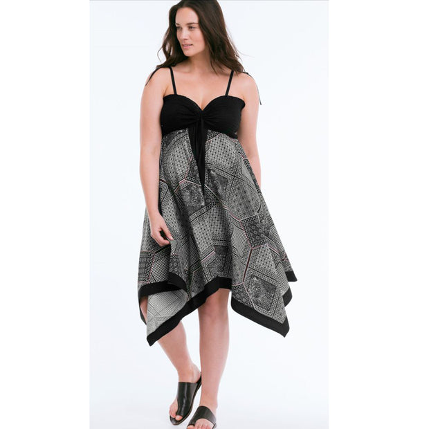 Ellos Block Printed Slip Midi Dress 1X PS