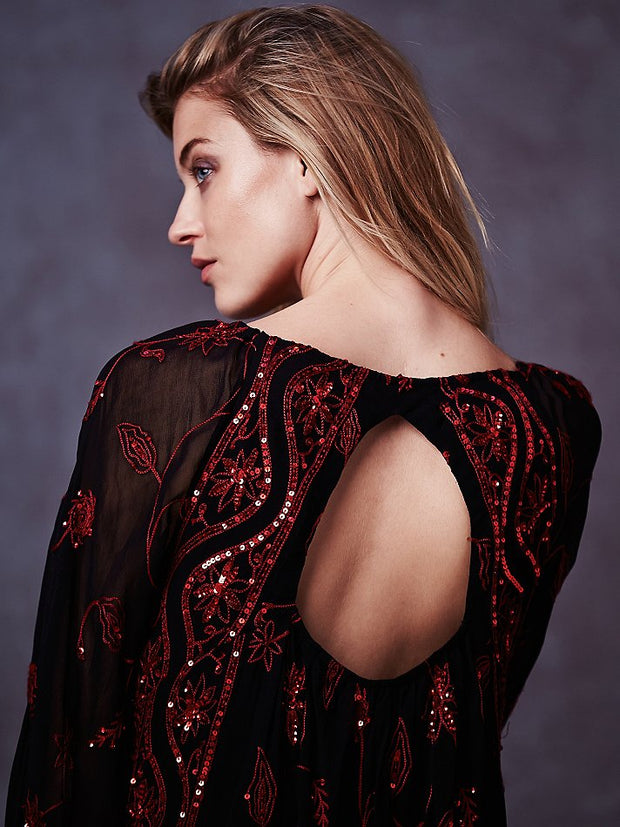 $350 Free People My Beloved Georgette Mini Dress