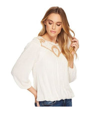 Free People Begonia Tee Embroidered Blouse Top XS