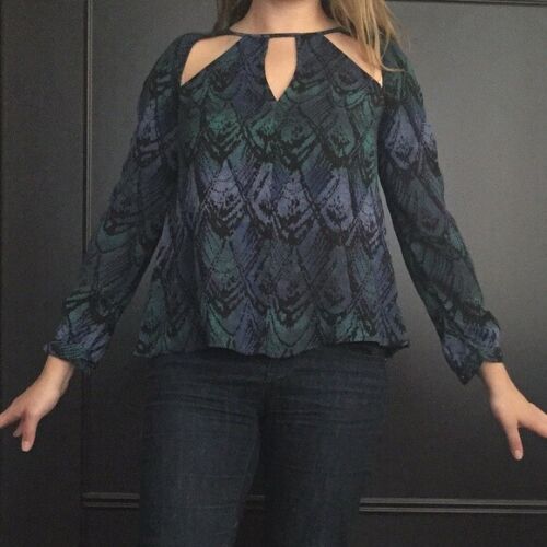 Ecote Urban Outfitters Printed Spliced Blouse Top
